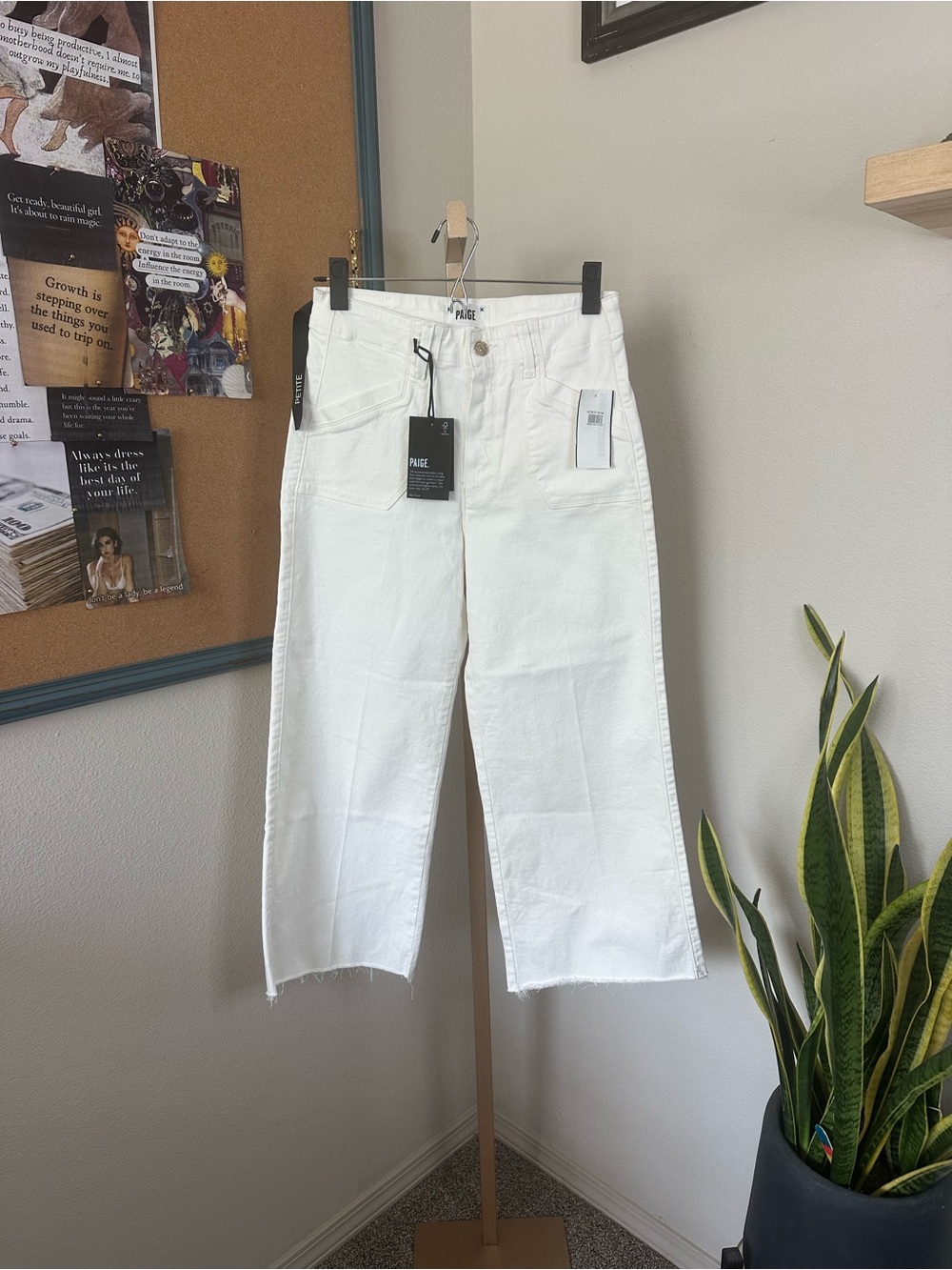 Flaw Paige | White Wide-Leg Crop Jeans